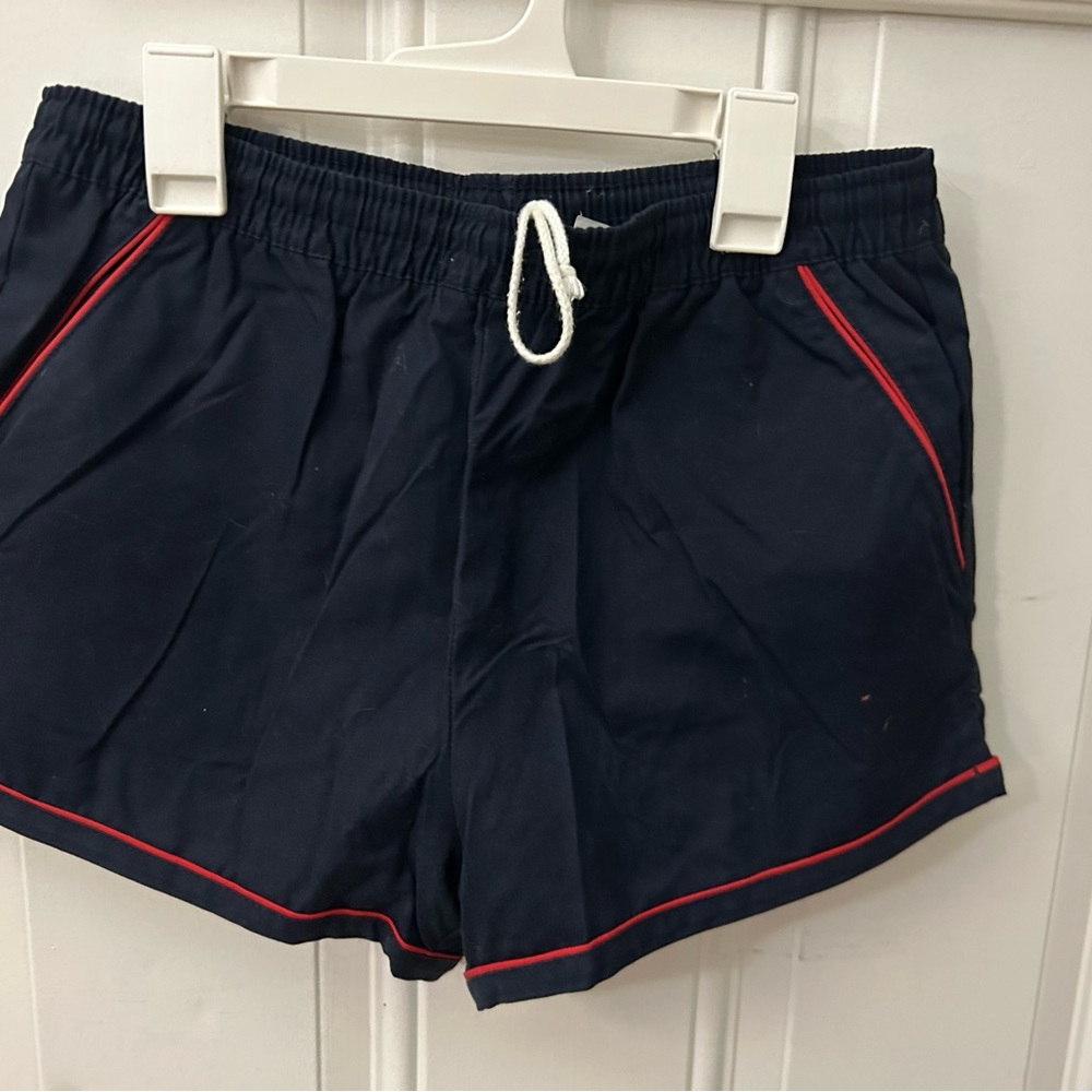 Lacoste vintage  Navy Shorts with Red trim size small